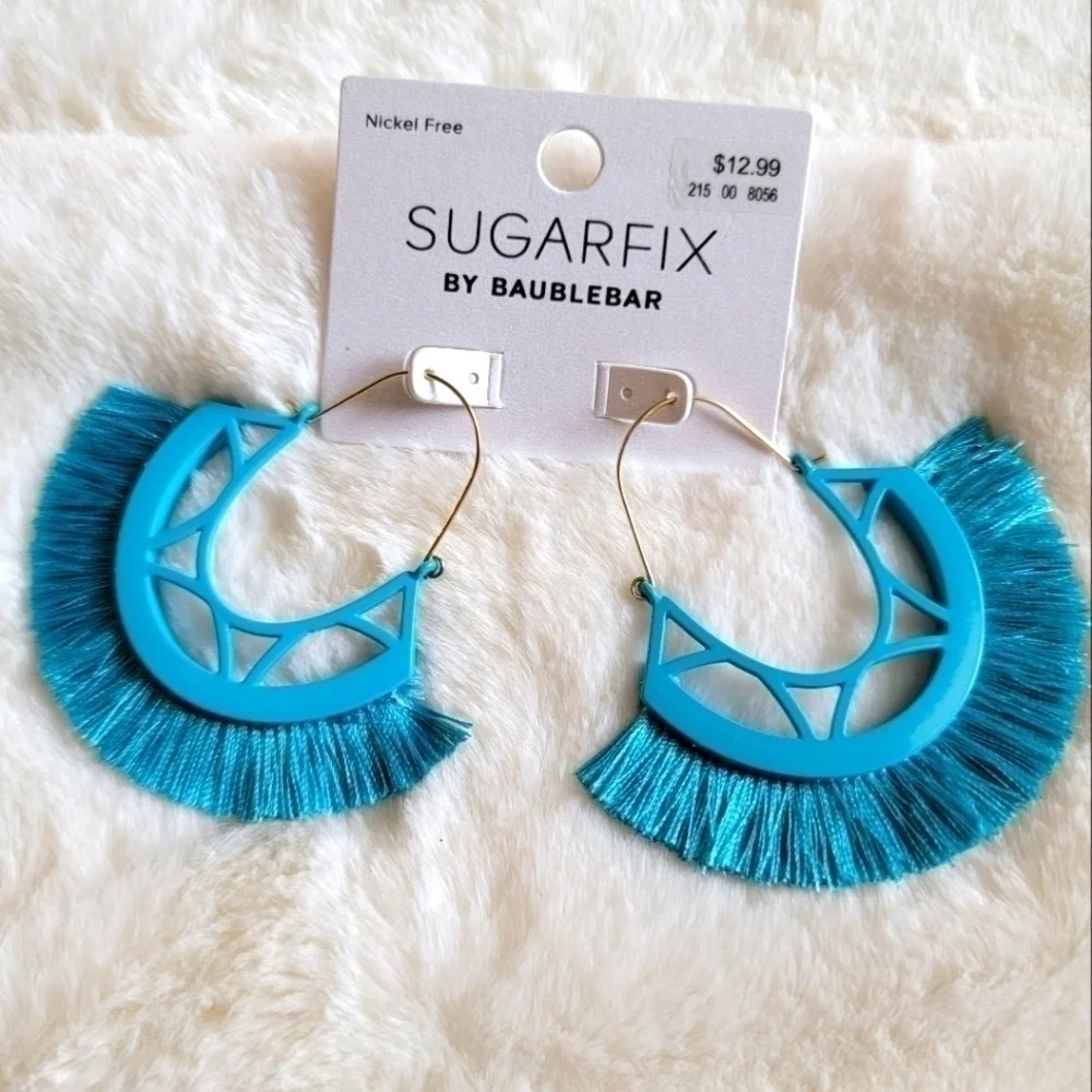 Sugarfix by Bauble Bar Blue Fringe Hoops